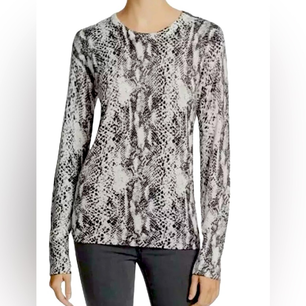 Equipment Femme Odine Silk Cashmere Snake Print Shoulder Zip Sweater size Small